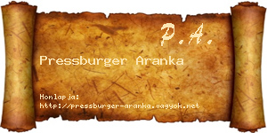 Pressburger Aranka névjegykártya