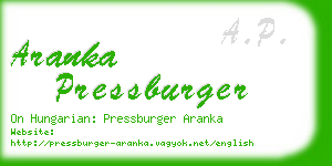 aranka pressburger business card
